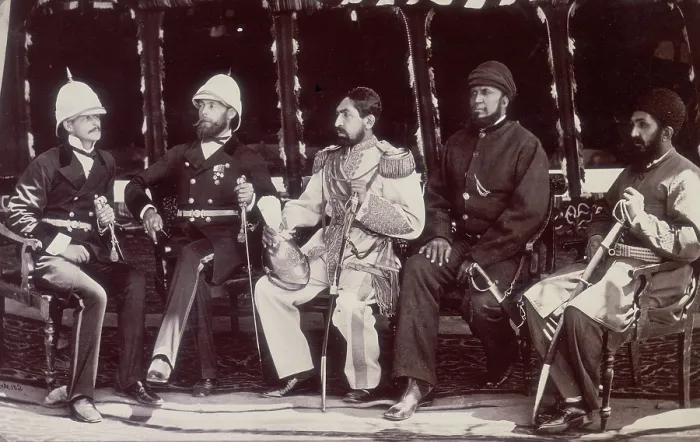Framed Print : The Amir of Afghanistan with officials, Gandamak, Afghanistan, May 1879. Creator: John Burke Framed Print : The Amir of Afghanistan with officials, Gandamak, Afghanistan, May 1879. Creator: John Burke