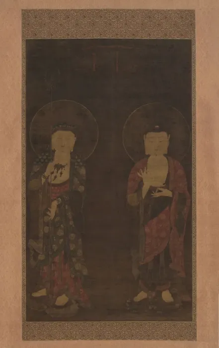 Framed Print : Amitabha and Kshitigarba, first half of the 14th century. Creator: Unknown Framed Print : Amitabha and Kshitigarba, first half of the 14th century. Creator: Unknown