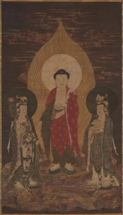 Framed Print : Amitabha Triad, possibly 1400s. Creator: Unknown Framed Print : Amitabha Triad, possibly 1400s. Creator: Unknown