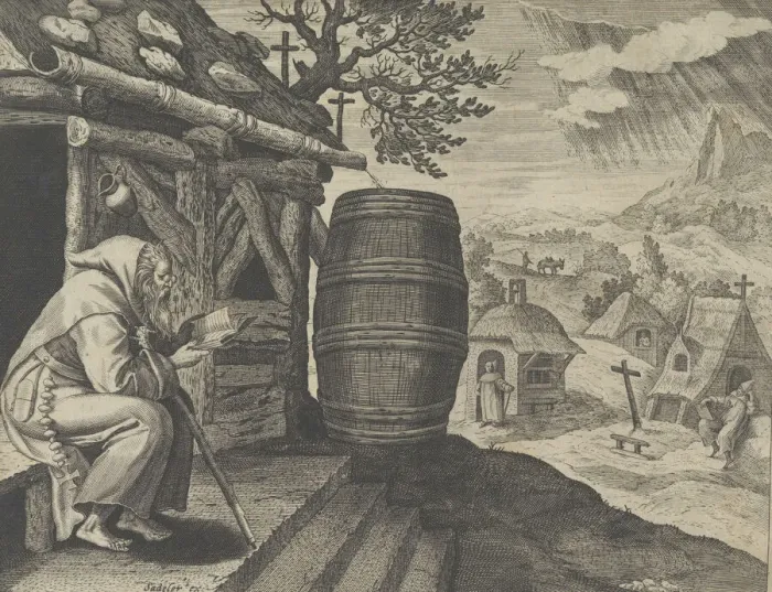 Framed Print : Ammon, from the series Solitudo Sive Vitae Patrum Eremicolarum, ca. 1585-86. Creator: Martin de Vos Framed Print : Ammon, from the series Solitudo Sive Vitae Patrum Eremicolarum, ca. 1585-86. Creator: Martin de Vos