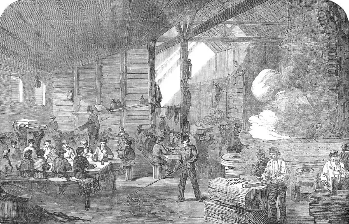 Framed Print : Ammunition Works at Northfleet - Bullet-Casting, 1854. Creator: Unknown Framed Print : Ammunition Works at Northfleet - Bullet-Casting, 1854. Creator: Unknown