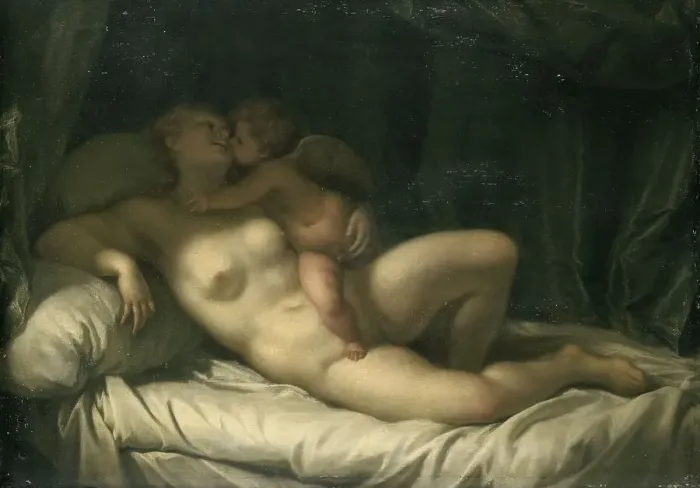 Framed Print : Amor Kissing Venus, 1700-1725. Creator: Unknown Framed Print : Amor Kissing Venus, 1700-1725. Creator: Unknown