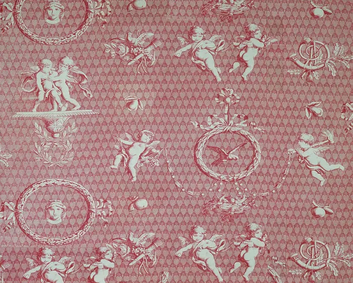 Framed Print : Amorini et Medallions (Cupid and Medallions) (Furnishing Fabric), France, c. 1810. Creator: Christophe-Philippe Oberkampf Framed Print : Amorini et Medallions (Cupid and Medallions) (Furnishing Fabric), France, c. 1810. Creator: Christophe-Philippe Oberkampf