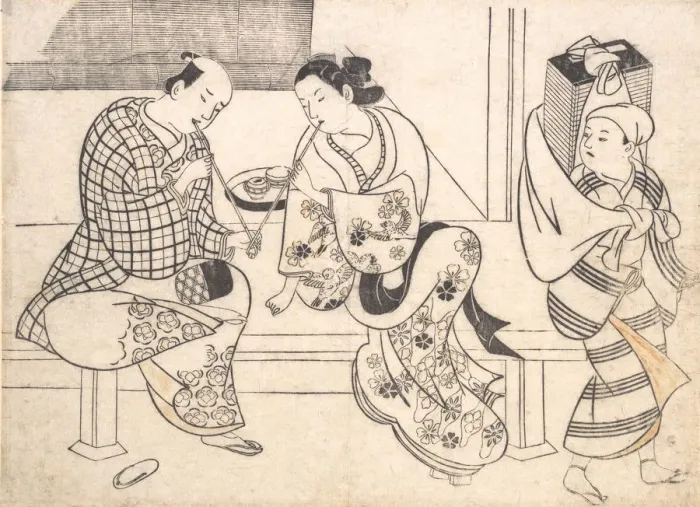 Framed Print : Amorous Couple, early 18th century. early 18th century. Creator: Okumura Masanobu Framed Print : Amorous Couple, early 18th century. early 18th century. Creator: Okumura Masanobu