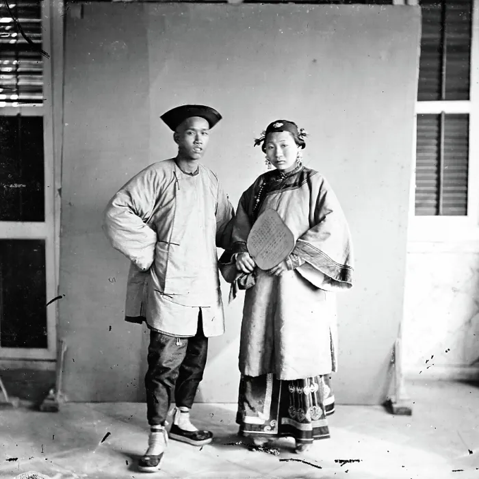 Framed Print : Amoy, Fukien province, China: a married couple, standing, 1870. Creator: John Thomson Framed Print : Amoy, Fukien province, China: a married couple, standing, 1870. Creator: John Thomson