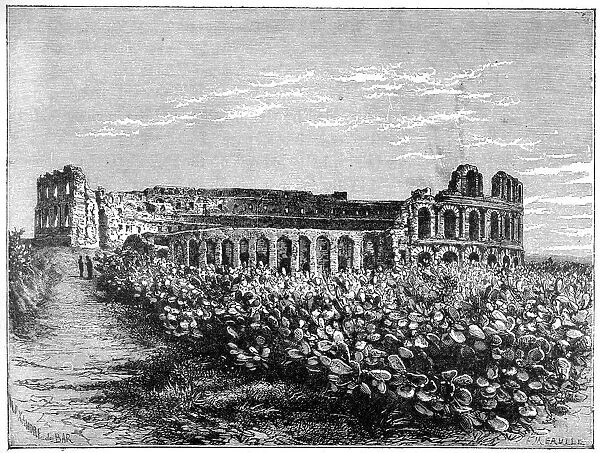 The amphitheatre of El Jemm, c1890. Artist: F Meaulle