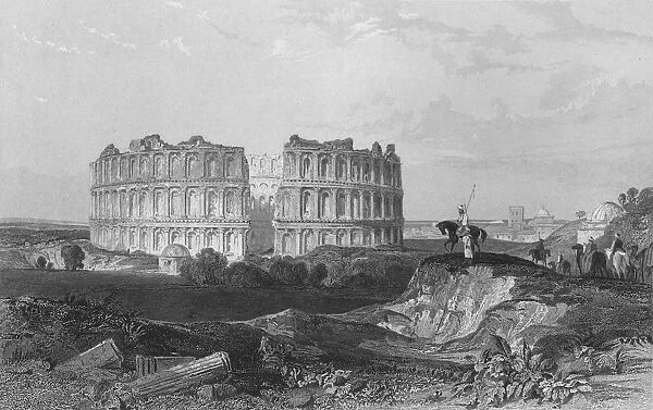 The Amphitheatre of El Jenn, 1841. Artist: John Sands