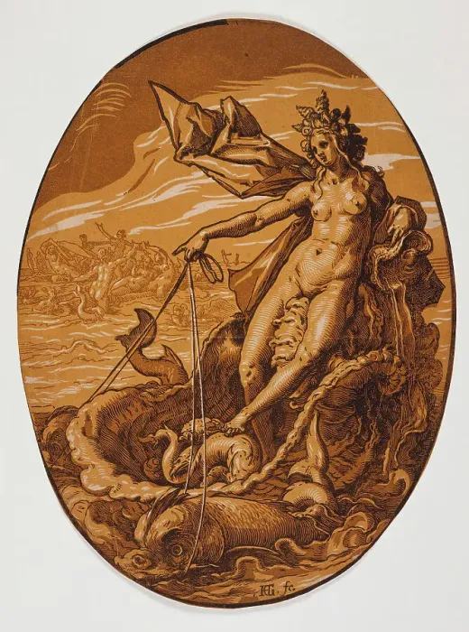Framed Print : Amphitrite, Late 1580s. Creator: Hendrik Goltzius Framed Print : Amphitrite, Late 1580s. Creator: Hendrik Goltzius