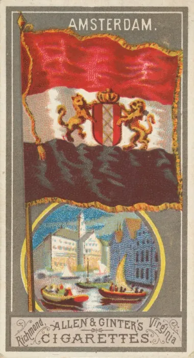 Framed Print : Amsterdam, from the City Flags series (N6) for Allen & Ginter Cigarettes Brands, 1887 Framed Print : Amsterdam, from the City Flags series (N6) for Allen & Ginter Cigarettes Brands, 1887