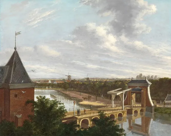 Framed Print : The Amsterdam Outer Canal near the Leidsepoort Seen from the Theatre, 1813. Creator: Johannes Jelgerhuis Framed Print : The Amsterdam Outer Canal near the Leidsepoort Seen from the Theatre, 1813. Creator: Johannes Jelgerhuis