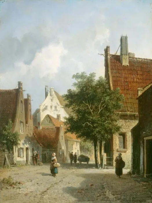 Framed Print : Amsterdam Street Scene, 19th century. Creator: Adrianus Eversen Framed Print : Amsterdam Street Scene, 19th century. Creator: Adrianus Eversen