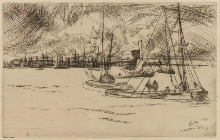 Framed Print : Amsterdam, from the Tolhuis, 1863. Creator: James Abbott McNeill Whistler Framed Print : Amsterdam, from the Tolhuis, 1863. Creator: James Abbott McNeill Whistler