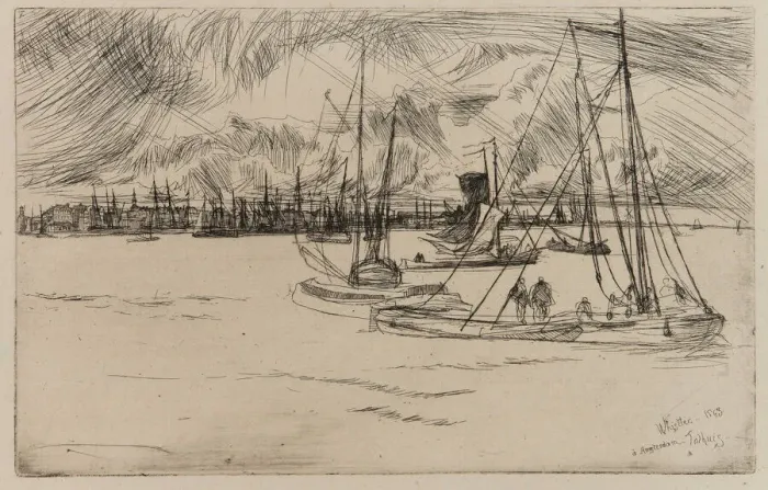 Framed Print : Amsterdam, from the Tolhuis, 1863. Creator: James Abbott McNeill Whistler Framed Print : Amsterdam, from the Tolhuis, 1863. Creator: James Abbott McNeill Whistler