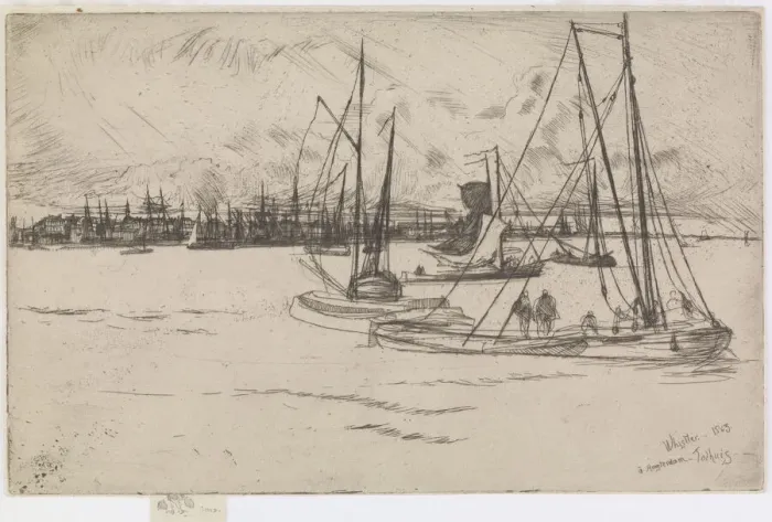 Framed Print : Amsterdam, from the Tolhuis, 1863. Creator: James Abbott McNeill Whistler Framed Print : Amsterdam, from the Tolhuis, 1863. Creator: James Abbott McNeill Whistler