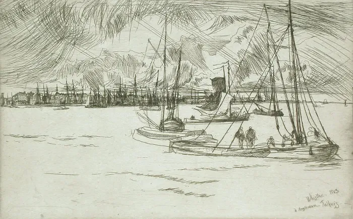 Framed Print : Amsterdam from the Tolhuis, 1863. Creator: James Abbott McNeill Whistler Framed Print : Amsterdam from the Tolhuis, 1863. Creator: James Abbott McNeill Whistler