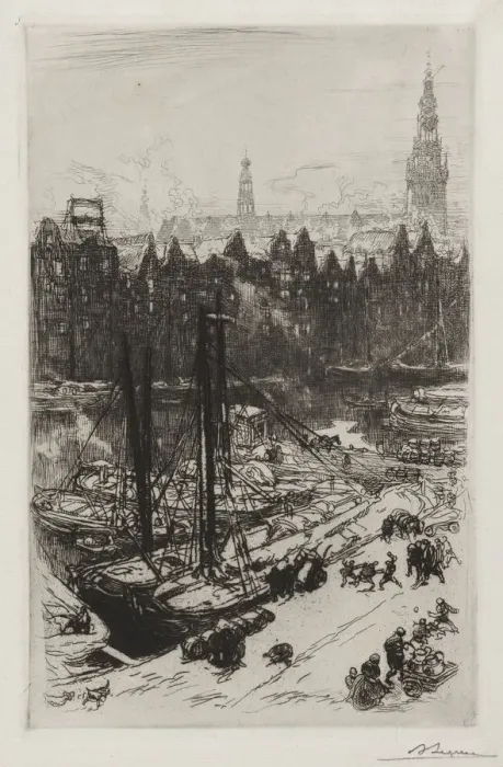 Framed Print : Amsterdam, vue de Victoria Hotel. Creator: Auguste Louis Lepere (French, 1849-1918) Framed Print : Amsterdam, vue de Victoria Hotel. Creator: Auguste Louis Lepere (French, 1849-1918)