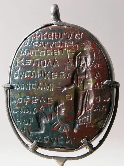 Framed Print : Amulet Carved in Intaglio (Incised), Coptic, 6th-7th century. Creator: Unknown Framed Print : Amulet Carved in Intaglio (Incised), Coptic, 6th-7th century. Creator: Unknown
