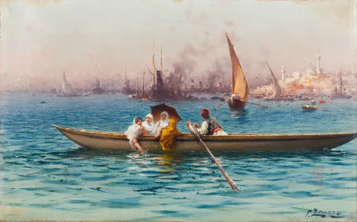 Framed Print : Amusement on the Caique. Artist: Zonaro, Fausto (1854-1929) Framed Print : Amusement on the Caique. Artist: Zonaro, Fausto (1854-1929)