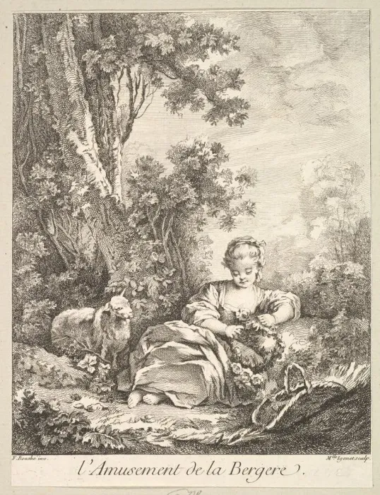 Framed Print : The Amusement of a Shepherd Girl. Creator: Marie Madeleine Igonet Framed Print : The Amusement of a Shepherd Girl. Creator: Marie Madeleine Igonet