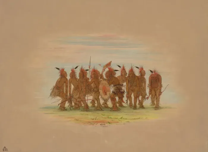 Framed Print : Amusing Dance - Saukie, 1861 / 1869. Creator: George Catlin Framed Print : Amusing Dance - Saukie, 1861 / 1869. Creator: George Catlin