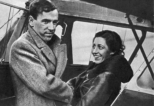 Amy Johnson, British aviator, about to set out for Cape Town, 1932