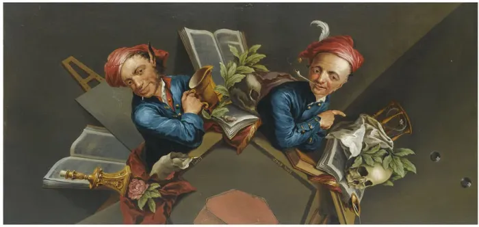 Framed Print : An anamorphic Trompe l Oeil with a Vanitas still life Framed Print : An anamorphic Trompe l Oeil with a Vanitas still life