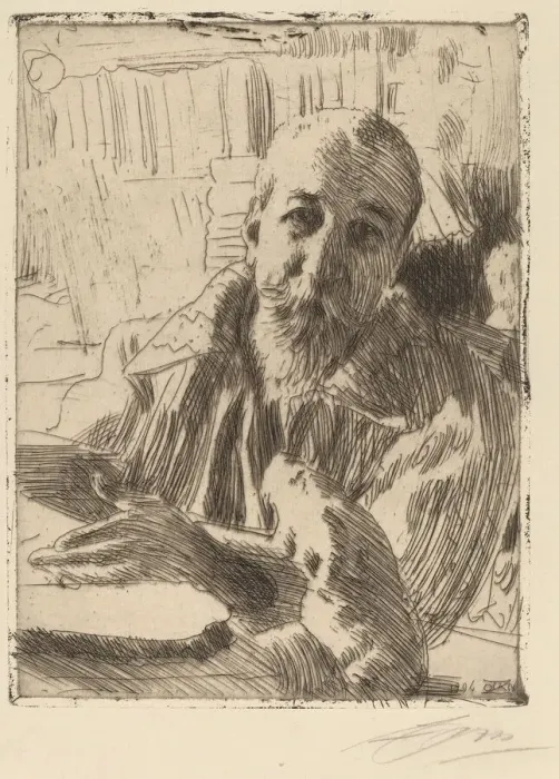 Framed Print : Anatole France, 1906. Creator: Anders Leonard Zorn Framed Print : Anatole France, 1906. Creator: Anders Leonard Zorn