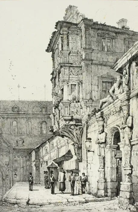 Framed Print : Ancien palais, Bamberg, 1833. Creator: Samuel Prout Framed Print : Ancien palais, Bamberg, 1833. Creator: Samuel Prout