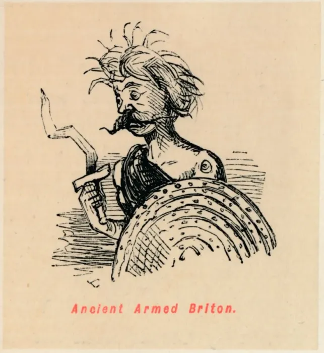 Framed Print : Ancient Armed Briton, c1860, (c1860). Artist: John Leech Framed Print : Ancient Armed Briton, c1860, (c1860). Artist: John Leech