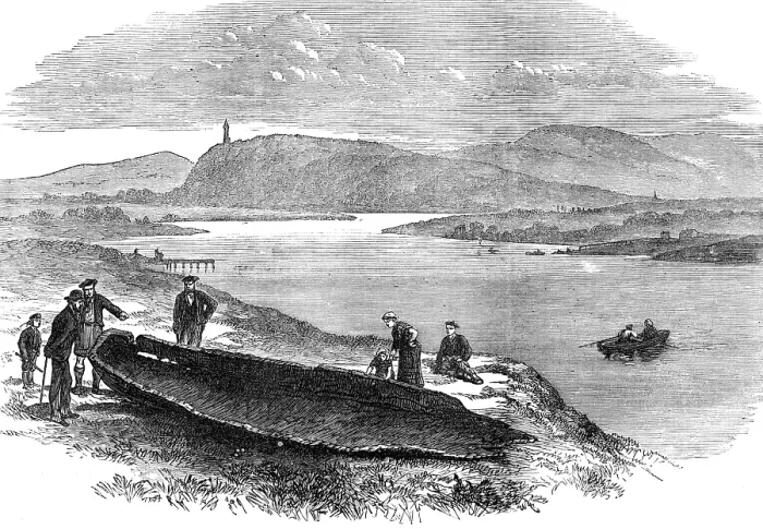 Framed Print : Ancient boat found in the bed of the River Forth at Stirling, 1874. Creator: Unknown Framed Print : Ancient boat found in the bed of the River Forth at Stirling, 1874. Creator: Unknown