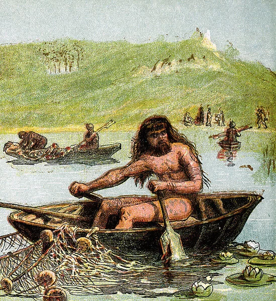 An Ancient Briton In His Boat, (c1850)