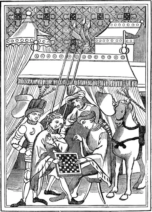 Framed Print : Ancient Chess Play, 14th century, (1833)
