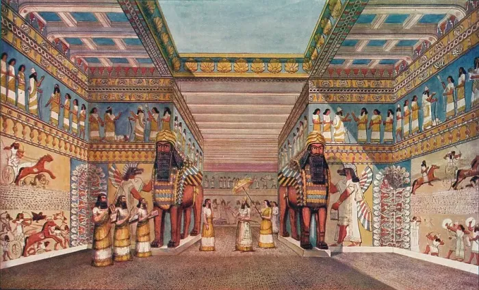 Framed Print : Ancient civilisation: within the palace of an Assyrian king, 1907 Framed Print : Ancient civilisation: within the palace of an Assyrian king, 1907