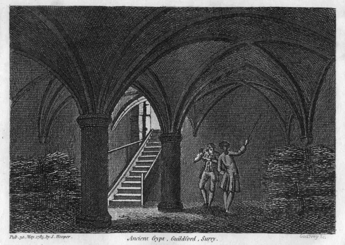 Framed Print : Ancient crypt, Guildford, Surrey, 1785. Artist: Godfrey Framed Print : Ancient crypt, Guildford, Surrey, 1785. Artist: Godfrey