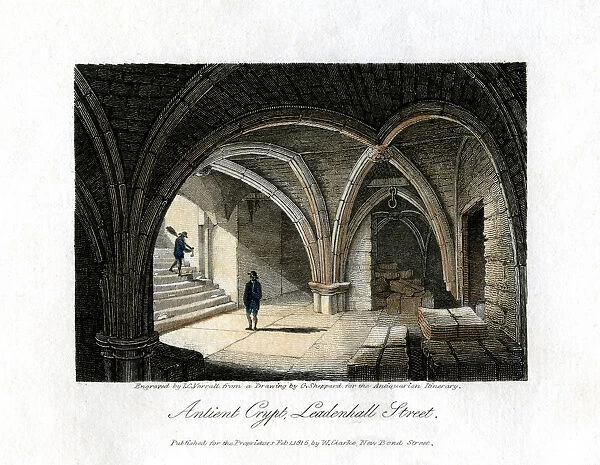 Ancient crypt, Leadenhall Street, City of London, 1816. Artist: JC Varrall