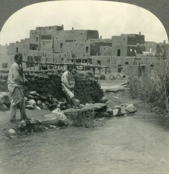 Framed Print : As in Ancient Days, Pueblo of the Taos Indians, Taos, New Mexico, c1930s. Creator: Unknown Framed Print : As in Ancient Days, Pueblo of the Taos Indians, Taos, New Mexico, c1930s. Creator: Unknown