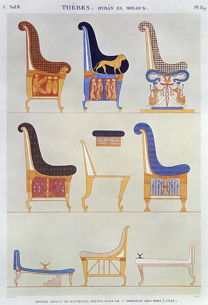 Ancient Egyptian furniture, 1822. Artist: Pomel