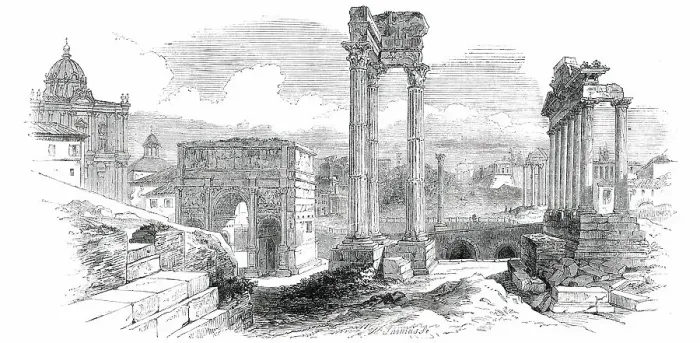Framed Print : The Ancient Forum - Rome, 1850. Creator: Unknown Framed Print : The Ancient Forum - Rome, 1850. Creator: Unknown