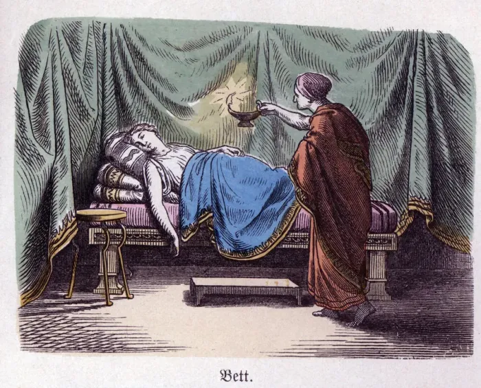 Framed Print : Ancient History. Greece. Greek bedroom. German engraving, 1865 Framed Print : Ancient History. Greece. Greek bedroom. German engraving, 1865