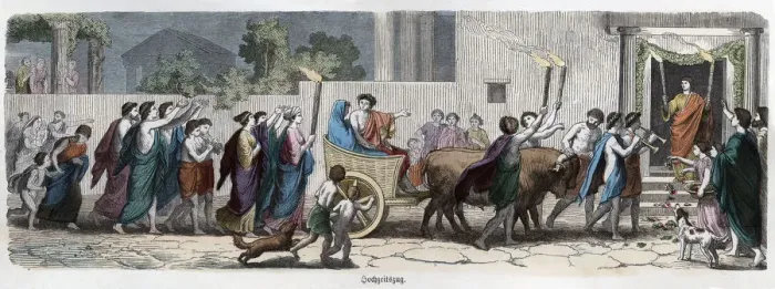 Framed Print : Ancient History. Greece. Wedding party. German engraving, 1865 Framed Print : Ancient History. Greece. Wedding party. German engraving, 1865