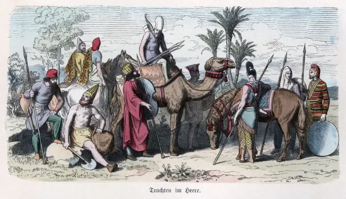 Framed Print : Ancient History. Persia. Soldiers of the Persian army. German engraving, 1865 Framed Print : Ancient History. Persia. Soldiers of the Persian army. German engraving, 1865