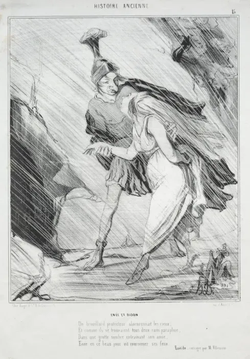 Framed Print : Ancient History (plate 15): Enee and Didon, 1842. Creator: Honore Daumier (French Framed Print : Ancient History (plate 15): Enee and Didon, 1842. Creator: Honore Daumier (French