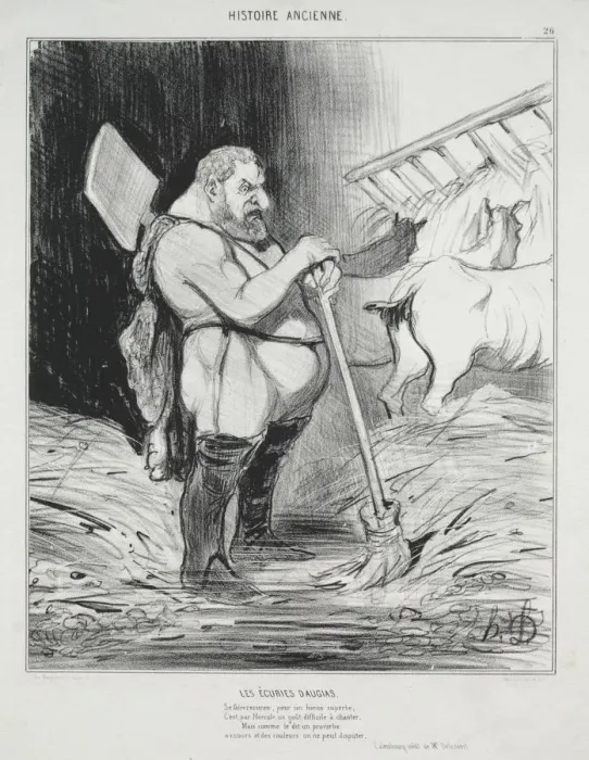 Framed Print : Ancient History, plate 26: The Stable of Augeas, 25 September 1842. Creator: Honore Daumier Framed Print : Ancient History, plate 26: The Stable of Augeas, 25 September 1842. Creator: Honore Daumier