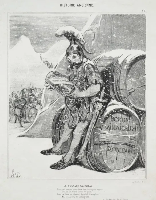 Framed Print : Ancient History, plate 28: The Passage of Hannibal, 6 October 1842. Creator: Honore Daumier Framed Print : Ancient History, plate 28: The Passage of Hannibal, 6 October 1842. Creator: Honore Daumier
