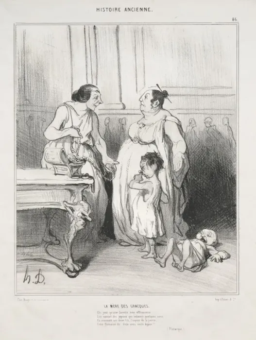 Framed Print : Ancient History, plate 46: The Mother of the Gracchi, 1842. Creator: Honore Daumier (French Framed Print : Ancient History, plate 46: The Mother of the Gracchi, 1842. Creator: Honore Daumier (French
