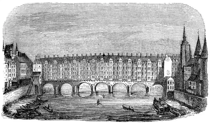 Framed Print : The ancient Pont aux Changers, Paris, France, c16th century (1849) Framed Print : The ancient Pont aux Changers, Paris, France, c16th century (1849)