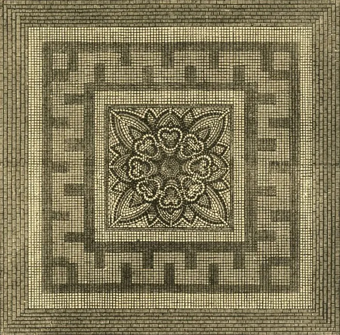 Framed Print : Ancient Roman Pavement Found in Threadneedle Street, 1841, (1897). Creator: Unknown Framed Print : Ancient Roman Pavement Found in Threadneedle Street, 1841, (1897). Creator: Unknown