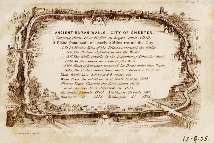 Framed Print : Ancient Roman walls, city of Chester, 1905 Framed Print : Ancient Roman walls, city of Chester, 1905
