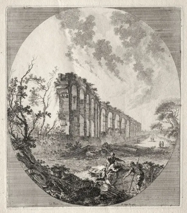 Framed Print : Ancient Ruins: Ancient Aqueduct, 1756. Creator: Jean-Claude-Richard de Saint-Non (French Framed Print : Ancient Ruins: Ancient Aqueduct, 1756. Creator: Jean-Claude-Richard de Saint-Non (French