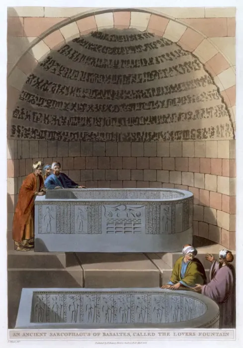 Framed Print : An Ancient Sarcophagus of Basaltes, called the Lovers Fountain, 1802. Artist Framed Print : An Ancient Sarcophagus of Basaltes, called the Lovers Fountain, 1802. Artist